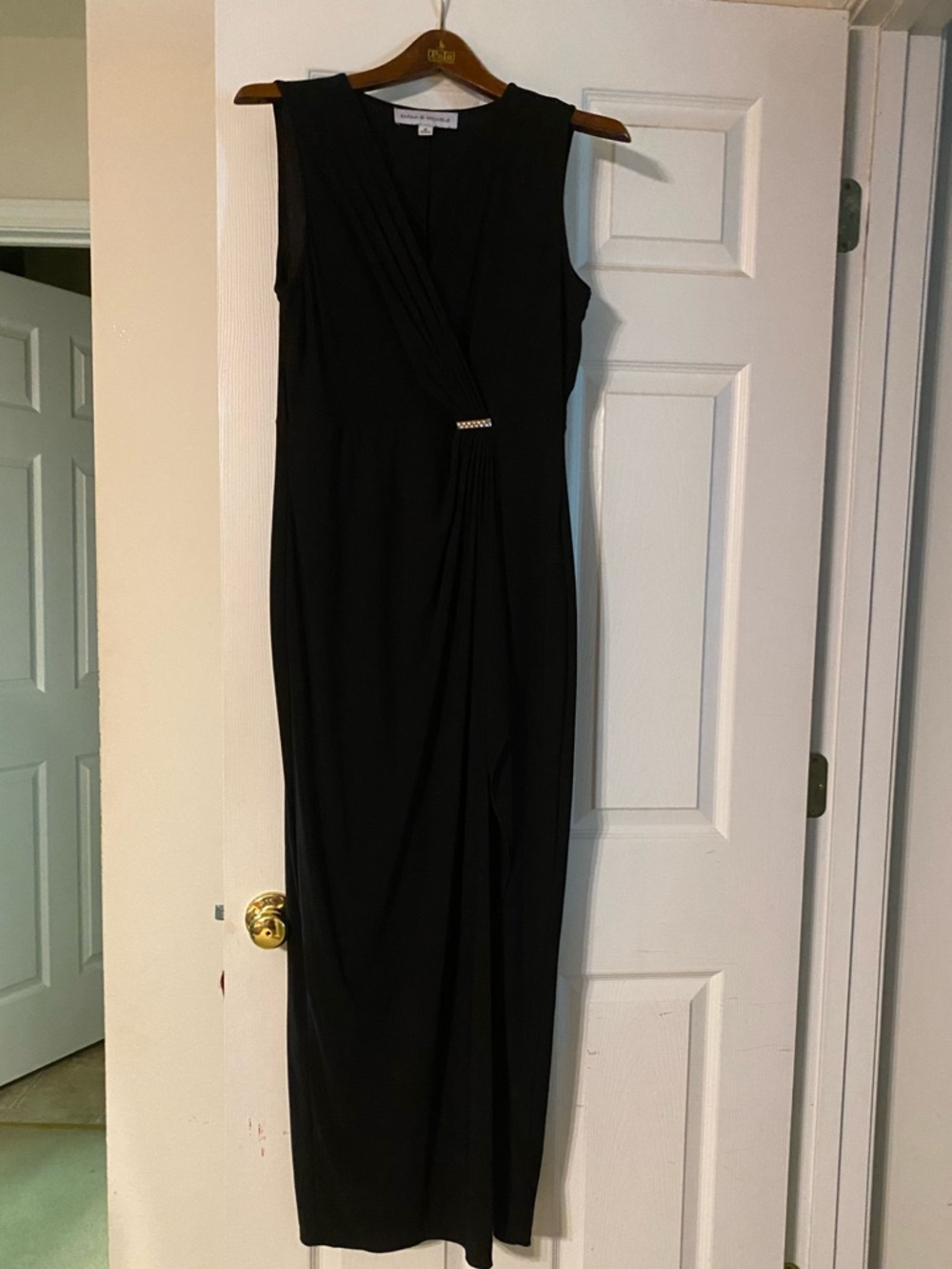 Emma & Michele Black Sleeveless Wrap-Detail Maxi Dress
